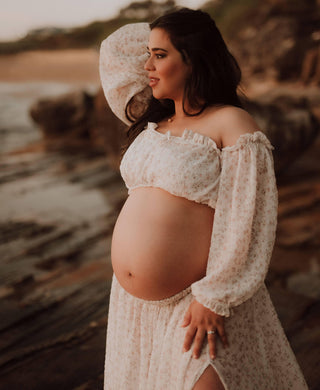 Maternity and Beyond Dresses for Photoshoot - Maternity Dress Hire - We Are Reclamation There’s Nothing Quite Like You Two Piece Floral Gown - Reclamation Gown Rental Australia