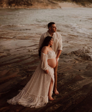 Versatile Maternity Photoshoot Attire: Maternity Dress Hire - We Are Reclamation There’s Nothing Quite Like You Two Piece Floral Gown - Reclamation Gown Rental Australia