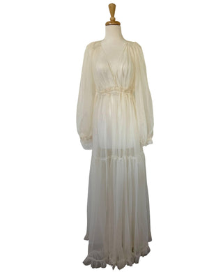 Sheer Ivory V-Neckline and V-Back Maternity Dress Hire - We Are Reclamation Wish For It Gown