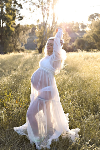 We Are Reclamation Wish For It Gown: Dreamy Maternity Dress Hire - Long Maternity Gown for Photoshoots