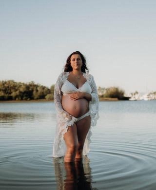 Maternity Robe Rental to Show Off Your Beautiful Pregnany Curves- Willow White Lace Robe