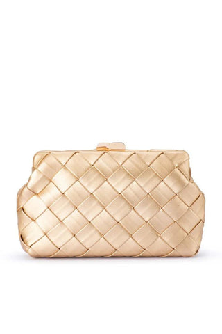 Olga Berg Quinn Woven Gold Clutch