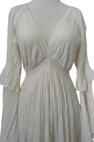 The Boho Shed Eloise Dress: Maternity Dress Hire - Layered Ruffle Sleeves Boho Maternity Photoshoot Dress