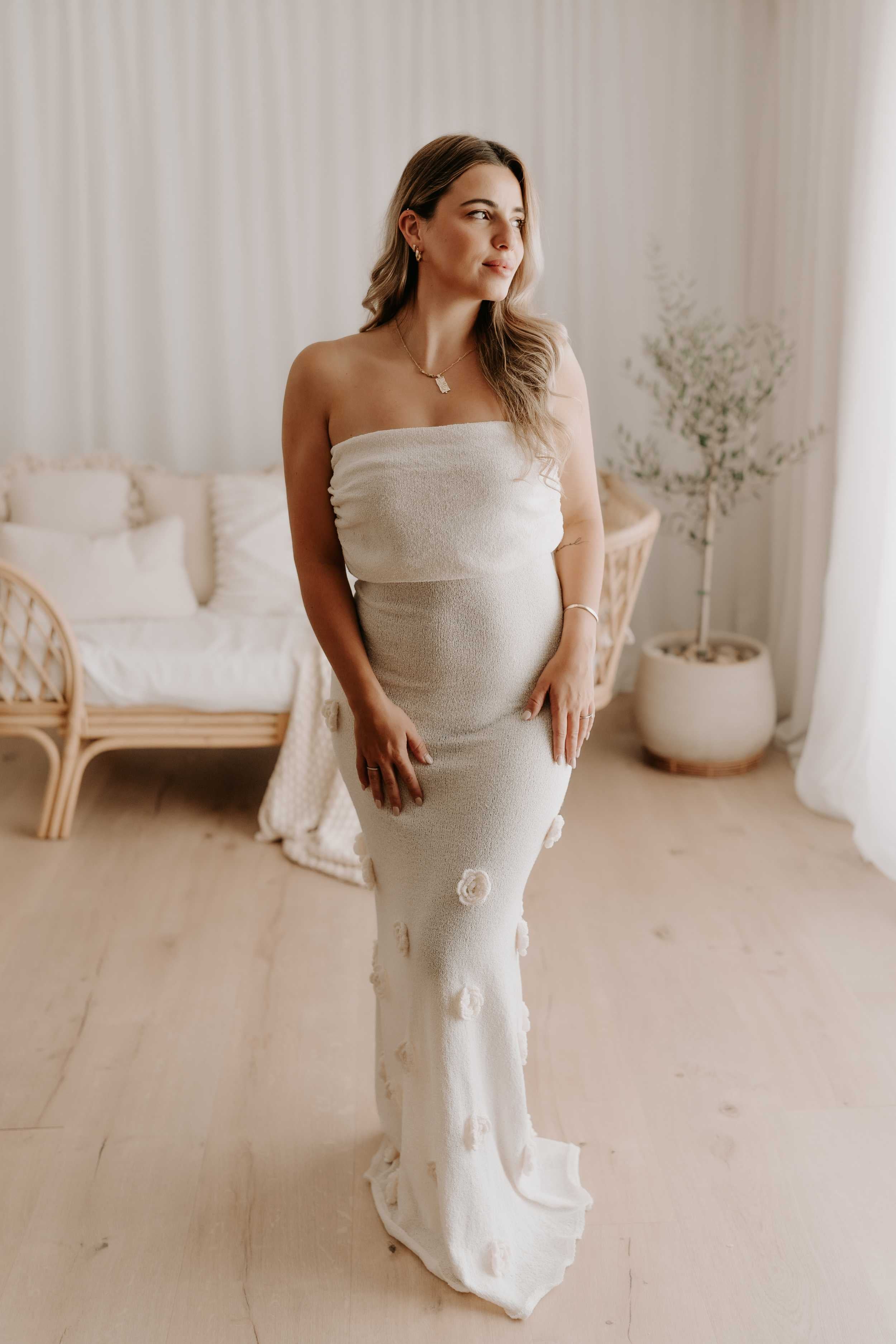 Meshki Kiki Off Shoulder Knit Rose Maxi Dress Mama Rentals